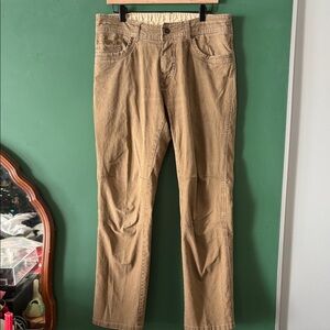 Kuhl Kanvus Vintage Patina Dye Five Pocket Mens 34x32 Brown Jeans Hiking Outdoor